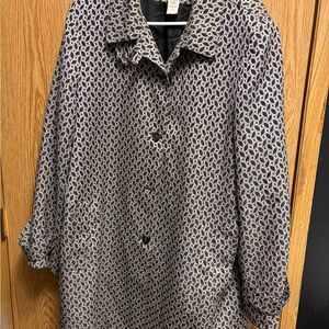 Vintage Jones New York Black and Gray Patterned Trench Coat